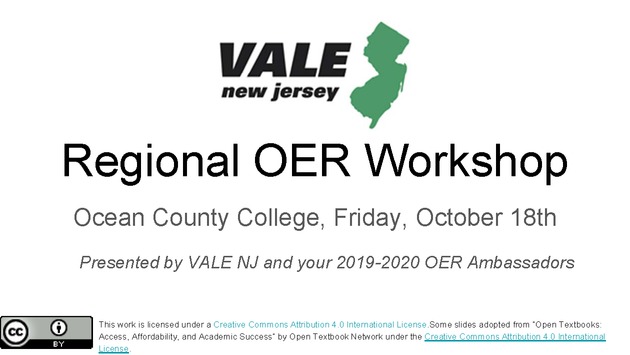 VALE Regional OER Workshop, Ocean Community College - Page 2